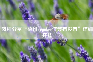 教程分享“德州wepoker作弊有没有”详细开挂
