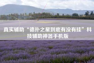 真实辅助“德扑之星到底有没有挂”科技辅助神器手机版