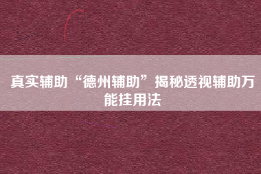 真实辅助“德州辅助”揭秘透视辅助万能挂用法