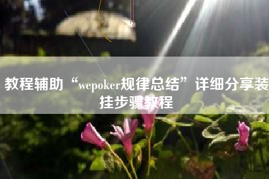 教程辅助“wepoker规律总结	”详细分享装挂步骤教程