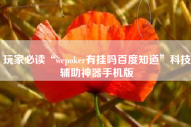 玩家必读“wepoker有挂吗百度知道”科技辅助神器手机版
