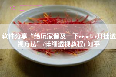 软件分享“给玩家普及一下wepoker开挂透视方法”(详细透视教程)-知乎