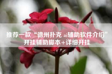 推荐一款“德州扑克 ai辅助软件介绍”开挂辅助脚本+详细开挂