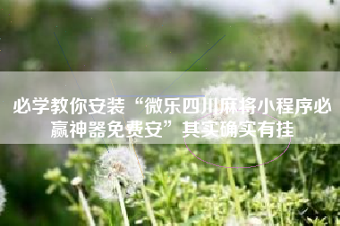 必学教你安装“微乐四川麻将小程序必赢神器免费安”其实确实有挂