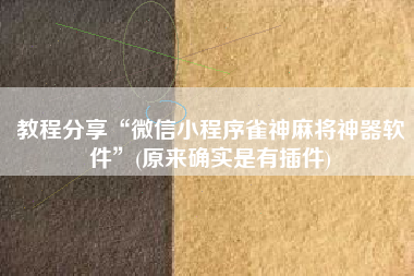 教程分享“微信小程序雀神麻将神器软件	”(原来确实是有插件)