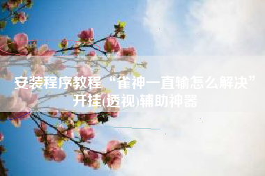 安装程序教程“雀神一直输怎么解决”开挂(透视)辅助神器