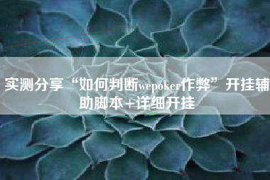 实测分享“如何判断wepoker作弊”开挂辅助脚本+详细开挂