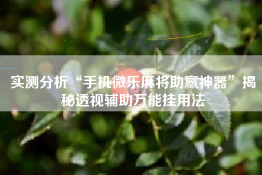 实测分析“手机微乐麻将助赢神器”揭秘透视辅助万能挂用法
