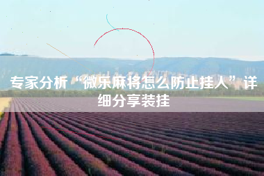 专家分析“微乐麻将怎么防止挂人	”详细分享装挂