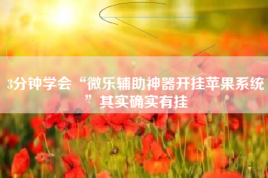 3分钟学会“微乐辅助神器开挂苹果系统”其实确实有挂