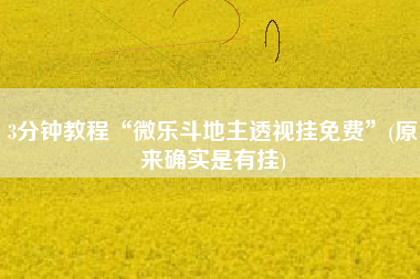 3分钟教程“微乐斗地主透视挂免费”(原来确实是有挂)