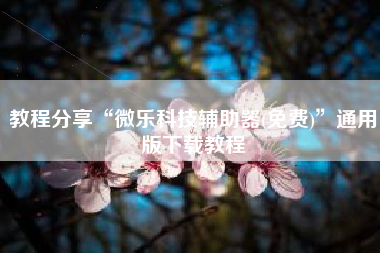 教程分享“微乐科技辅助器(免费)”通用版下载教程