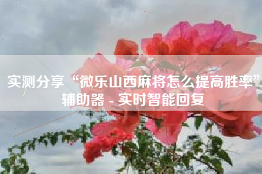 实测分享“微乐山西麻将怎么提高胜率”辅助器 - 实时智能回复