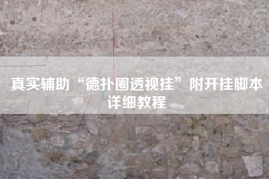 真实辅助“德扑圈透视挂”附开挂脚本详细教程