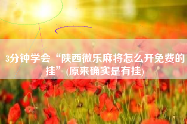 3分钟学会“陕西微乐麻将怎么开免费的挂”(原来确实是有挂)