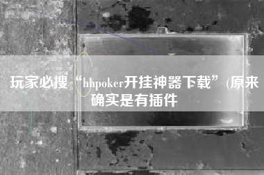 玩家必搜“hhpoker开挂神器下载”(原来确实是有插件
