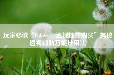 玩家必读“Pokerrrr2透视插件购买”揭秘透视辅助万能挂用法