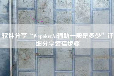 软件分享“WepokerAI辅助一般是多少”详细分享装挂步骤