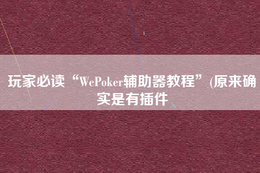 玩家必读“WePoker辅助器教程”(原来确实是有插件