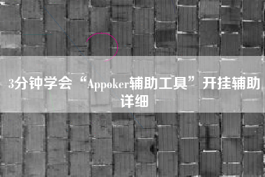3分钟学会“Appoker辅助工具”开挂辅助详细