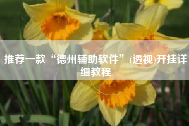 推荐一款“德州辅助软件”(透视)开挂详细教程