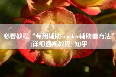 必看教程“专用辅助wepoker辅助器方法”(详细透视教程)-知乎