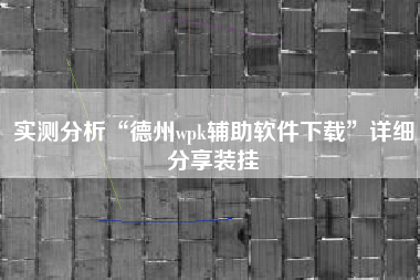 实测分析“德州wpk辅助软件下载”详细分享装挂