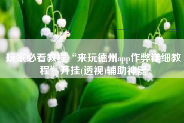 玩家必看教程“来玩德州app作弊详细教程”开挂(透视)辅助神器