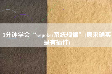 3分钟学会“wepoker系统规律”(原来确实是有插件)