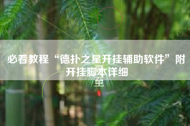 必看教程“德扑之星开挂辅助软件”附开挂脚本详细