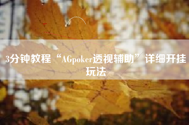 3分钟教程“AGpoker透视辅助”详细开挂玩法