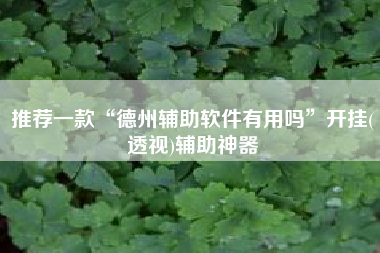 推荐一款“德州辅助软件有用吗”开挂(透视)辅助神器