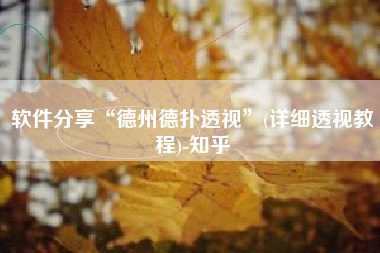 软件分享“德州德扑透视	”(详细透视教程)-知乎