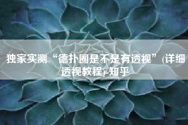 独家实测“德扑圈是不是有透视”(详细透视教程)-知乎