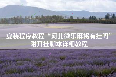 安装程序教程“河北微乐麻将有挂吗	”附开挂脚本详细教程