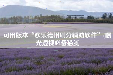 可用版本“欢乐德州刷分辅助软件	”(曝光透视必备猫腻