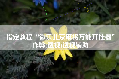 指定教程“微乐北京麻将万能开挂器”作弊(透视)透视辅助