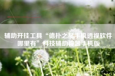 辅助开挂工具“德扑之星手机透视软件哪里有”科技辅助神器手机版