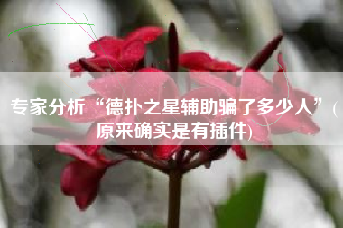 专家分析“德扑之星辅助骗了多少人”(原来确实是有插件)