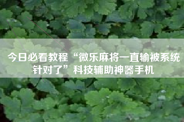 今日必看教程“微乐麻将一直输被系统针对了”科技辅助神器手机