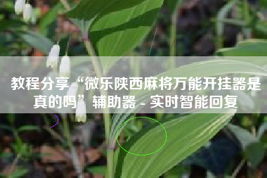 教程分享“微乐陕西麻将万能开挂器是真的吗”辅助器 - 实时智能回复