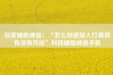 玩家辅助神器：“怎么知道别人打麻将有没有开挂”科技辅助神器手机