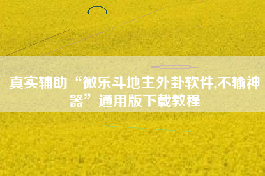 真实辅助“微乐斗地主外卦软件,不输神器”通用版下载教程
