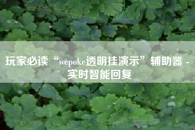 玩家必读“wepoke透明挂演示”辅助器 - 实时智能回复