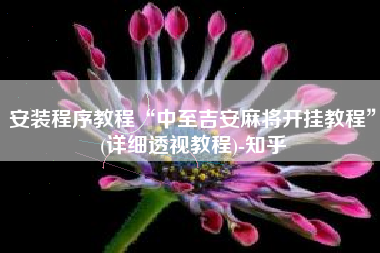 安装程序教程“中至吉安麻将开挂教程”(详细透视教程)-知乎