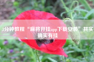 3分钟教程“麻将开挂app下载安装”其实确实有挂