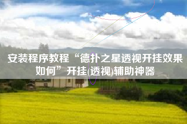 安装程序教程“德扑之星透视开挂效果如何”开挂(透视)辅助神器