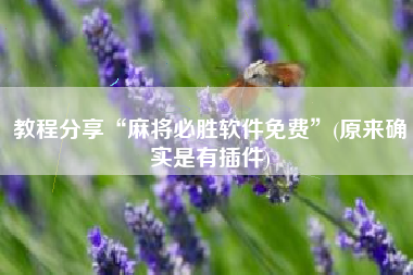 教程分享“麻将必胜软件免费”(原来确实是有插件)