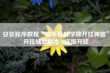 安装程序教程“微乐桂林字牌开挂神器”开挂辅助脚本+详细开挂