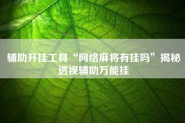 辅助开挂工具“网络麻将有挂吗”揭秘透视辅助万能挂